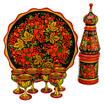 Питейный набор на 6 персон "Ягоды". Хохлома