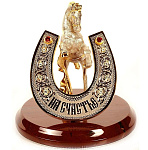 12012/МЗ Златоуст Сувенир настольный  Подкова "На счастье" 15*15см  Яшма Бронза 23