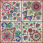 500038 Сувенирный платок "Русская эмаль" пестрая, 90*90, шелк 100% МД Нины Ручкиной