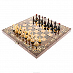 Шахматы с инкрустацией и фигурами из янтаря "Арабески-Марин" 56х56 см