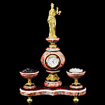 0040210/Ф Златоуст Часы настольные "ФЕМИДА" 2 чаши яшма