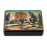 Шкатулка с художественной росписью "Зима в деревне"