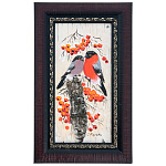 /10*20см Береста КАРТИНА "Снегири" Авт.работа