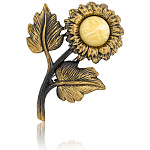 0045293/2055.4 Брошь Подсолнух полевой (белый)