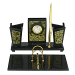 0061850 Нат.камень Письменный набор, змеевик