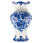  Гжель ВАЗА Цветочная с волнистым краем 30см