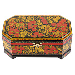 0074465/23*14см Хохлома Шкатулка 1 ОТДЕЛЕНИЕ "КЛУБНИКА" Р6