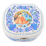 0060919/12*10см-овал Хохлома Шкатулка "ЗИМА/СЮЖЕТ Цветной" Р 31 С 1137