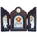 0052390/20*14,5см/5002558111 Икона Триптих "Спаситель"шелкогр/позолота/серебр