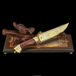 Нож сувенирный "Глухарь" на подставке. Златоуст