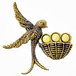 0045209/1912.4 Брошь Ласточка на гнезде (белый)