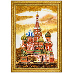 Картина янтарная "Храм Василия Блаженного" 60х80 см
