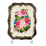 Поднос с авторской росписью "Цветы" 33х25 см