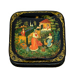 0071573/11*11см Лаковая миниатюра Палех ШКАТУЛКА "ЛЕТО" Бахирева