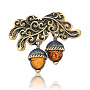Брошь с янтарной вставкой "Желуди", фотография 1. Интернет-магазин ЛАВКА ПОДАРКОВ