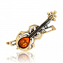Брошь с янтарем "Скрипка Амати", фотография 2. Интернет-магазин ЛАВКА ПОДАРКОВ