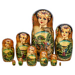 0061834 Матрешка "Тройка" лето,10 мест,h=28 см