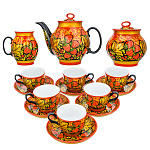 200362 СЕРВИЗ  на 6 перс. "Хохломской Клубника" двойной фон 15 ПРЕД