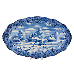 Тарелка декоративная "Зима в деревне". Гжель