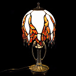 Настольная лампа "Райские птицы" из природного янтаря 