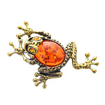 0045254/387.4 Брошь Лягушка с кабашоном (коньячный)