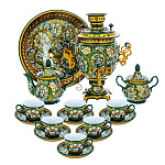 0070601-3л Самовар электрический с сервизом на 6 персон "ЛАНДЫШ"круглый поднос