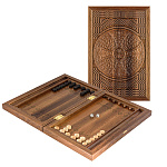 0062514/121-14 Нарды+Шашки "СЕВАНСКИЕ-1" из массива черного дуба 36*46см