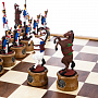 Шахматы деревянные с металлическими фигурами "Битва при Ватерлоо" 43х43 см, фотография 2. Интернет-магазин ЛАВКА ПОДАРКОВ