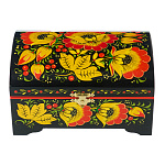 Шкатулка-сундучок "Цветы". Хохлома