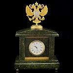 0048325 Златоуст Часы "ГЕРБ РФ"змеевик  в ПУ  КАМ 1494