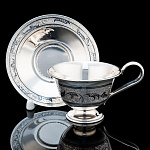 0055795 Серебро 875* ЧАЙНАЯ ПАРА  гравировка, чернение серебра 233,8гр 233,8