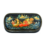 0061401-12*6см Лаковая миниатюра Палех ШКАТУЛКА "ТРОЙКА" Бахирева