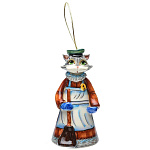  Фарфор КОЛОКОЛЬЧИК "КОТ-ДВОРНИК" 14см  (0117)