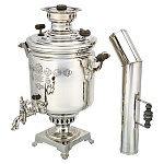 0069405 КОМПЛЕКТ Самовар+труба жаровой БАТАШЕВА медальный латун,никелир 7 л