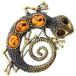 0058513/1905.4 Брошь Ящерка спираль (коньячный)