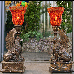 Бронзовая скульптура-лампа "Лев", "Грифон"