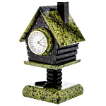 0026864 Златоуст ЧАСЫ-ШКАТУЛКА "ИЗБУШКА" Змеевик