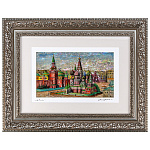 201432/И/42*34см  Картина "Москва. Храм Василия Блаженного.Лето" в раме ПЕРЛАМУТР