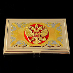 0037108 Златоуст ВИЗИТНИЦА карманная "ГЕРБ РФ" (эмаль) в уп.
