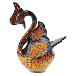 0011406  Хохлома БРАТИНА "Лебедь" 35*30*33см, роспись- кудрина золотая на черном фоне 