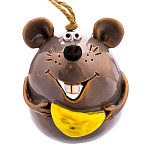 0051493 Керамика СИМВОЛ ГОДА 2020 Колокольчик ВЕСЕЛЫЙ КРЫС (СЕРЫЙ)