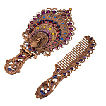 Подарочный набор с зеркалом и расческой "Павлин"