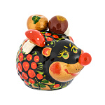 0068809 Хохлома Скульптура "Еж-добытчик" 7*8см