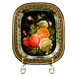 Поднос с авторской росписью "Цветы" 24х20 см