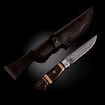 0048234 Оружие сувенирное Нож "СОБОЛЬ" дамаск рукоять наборная, алюм. вставка в П/У