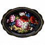 Поднос с авторской росписью "Цветы на черном фоне" 47х34 см, фотография 1. Интернет-магазин ЛАВКА ПОДАРКОВ