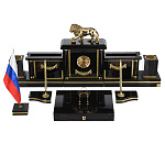 0061590 Натуральный камень Настольный набор "Милорд 2" со львом , обсидиан