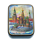 201608 Шкатулка с худ росписью "Москва. Кремль" перламутр, 9*7*3,5 зима