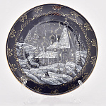 0034373/20см-гл-кобальт Гжель ТАРЕЛКА "ЗИМА" 20см настенная Авт. Алехин С.С.