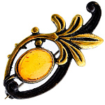 0051149/810.4 Брошь Цветочная нотка (коньячный)